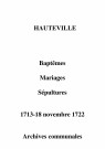 Hauteville. Baptêmes, mariages, sépultures 1713-1722