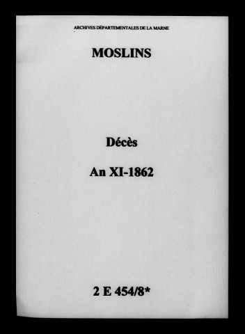 Moslins. Décès an XI-1862