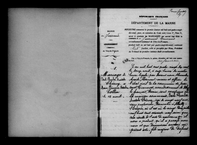 Jussecourt-Minecourt. Mariages 1899-1902