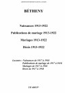 Bétheny. Naissances, publications de mariage, mariages, décès 1913-1922