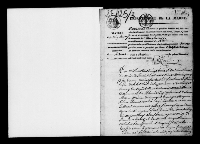 Méry-Prémecy. Naissances, publications de mariage, mariages, décès 1823-1832