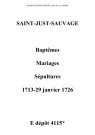 Saint-Just. Baptêmes, mariages, sépultures 1713-1725