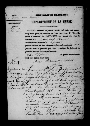 Tours-sur-Marne. Naissances, mariages, décès, publications de mariage 1883-1892