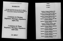 Marigny. Baptêmes, mariages, sépultures 1669-1792