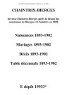 Chaintrix-Bierges. Naissances, mariages, décès et tables décennales des naissances, mariages, décès 1893-1902