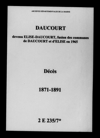 Daucourt. Décès 1871-1891