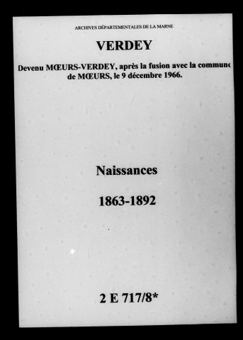 Verdey. Naissances 1863-1892