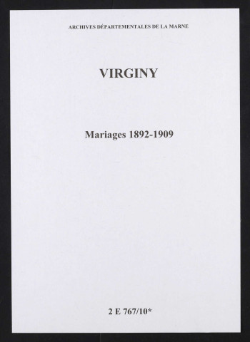 Virginy. Mariages 1892-1909