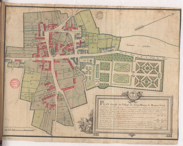 Plan détaillé du village de Serzy-Maupas et Maupas-Serzy (1788), Dominique Villain
