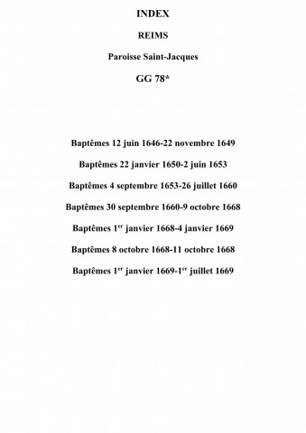 Reims. Saint-Jacques. Baptêmes 1646-1669