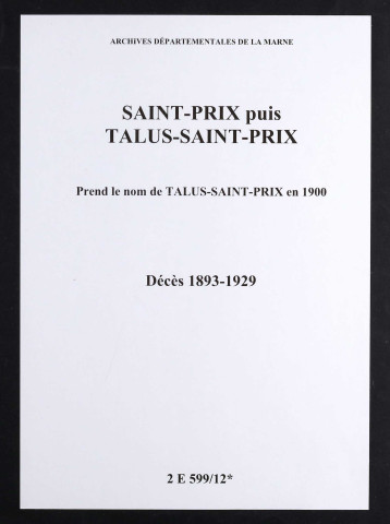 Saint-Prix. Décès 1893-1929