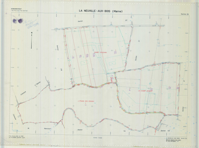 Neuville-aux-Bois (La) (51397). Section ZK échelle 1/2000, plan remembré pour 1980, plan régulier (calque)