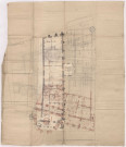 Plan au rez de chaussée de l'ancien hôtel de ville de Chaalons avec le projet d'augmentation à y faire, XVIIIè s.