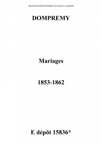 Dompremy. Mariages 1853-1862