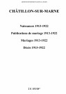 Châtillon-sur-Marne. Naissances, publications de mariage, mariages, décès 1913-1922