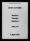 Bussy-Lettrée. Baptêmes, mariages, sépultures 1695-1717