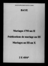 Baye. Mariages, publications de mariage 1793-an X