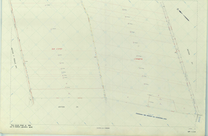 Suippes (51559). Section ZB échelle 1/2000, plan remembré pour 1969, plan régulier (papier armé)