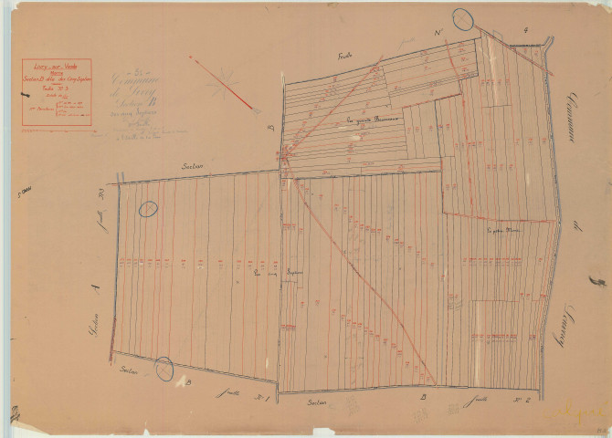 Livry-Louvercy (51326). Section B3 échelle 1/2000, plan mis à jour pour 1933, plan non régulier (papier)