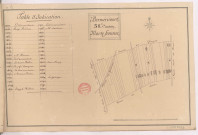 Atlas de Berméricourt, cartes au simple trait des 41 cantons de cette terre dans lesquels sont marqués, par une petite croix de malthe, les terres du domaine de la Commanderie du Temple de Reims : Plan du 38ème canton, Morte Femme (1790)