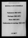 Bouilly. Naissances, mariages, décès, publications de mariage 1863-1872