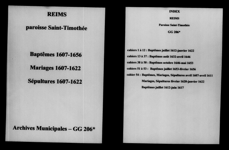 Reims. Saint-Timothée. Baptêmes, mariages, sépultures 1607-1656