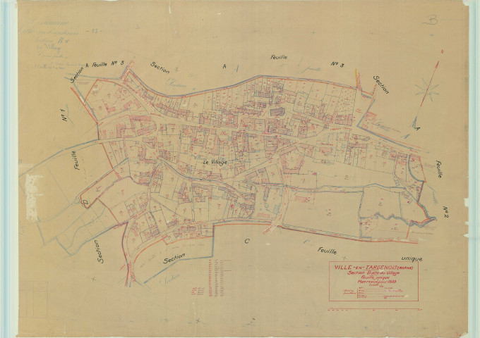 Ville-en-Tardenois (51624). Section B1 échelle 1/2000, plan mis à jour pour 1939, plan non régulier (papier).