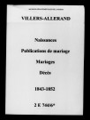 Villers-Allerand. Naissances, publications de mariage, mariages, décès 1843-1852