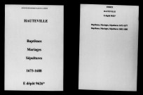 Hauteville. Baptêmes, mariages, sépultures 1673-1688