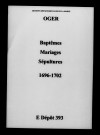 Oger. Baptêmes, mariages, sépultures 1696-1702