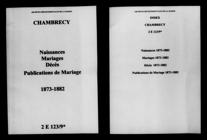 Chambrecy. Naissances, mariages, décès, publications de mariage 1873-1882