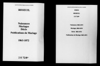 Bisseuil. Naissances, mariages, décès, publications de mariage 1863-1872
