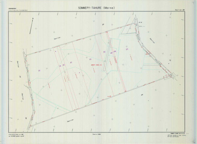 Sommepy-Tahure (51544). Section ZM échelle 1/2000, plan remembré pour 1985, plan régulier (calque)