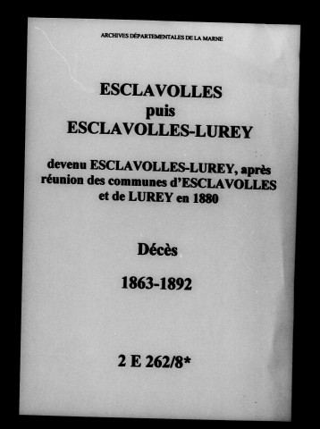 Esclavolles. Lurey. Esclavolles-Lurey. Décès 1863-1892