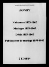 Janvry. Naissances, mariages, décès, publications de mariage 1853-1862
