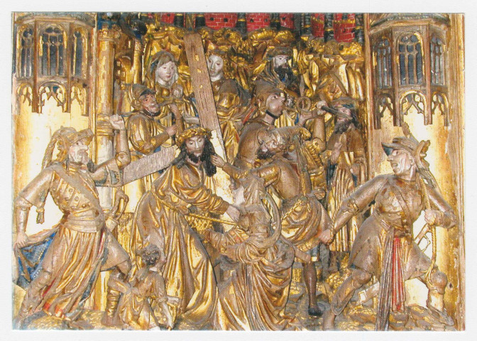 FROMENTIÈRES. Retable de Fromentières (XVIe siècle). Scène du Portement de Croix.
