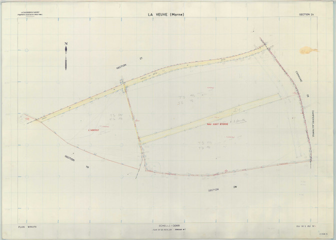 Veuve (La) (51617). Section ZV échelle 1/2000, plan remembré pour 1980, plan régulier (papier armé)