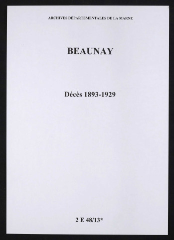 Beaunay. Décès 1893-1929