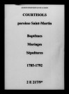 Courtisols. Saint-Martin. Baptêmes, mariages, sépultures 1785-1792
