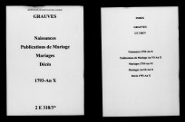 Grauves. Naissances, publications de mariage, mariages, décès 1793-an X