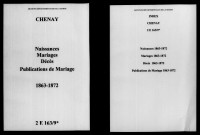 Chenay. Naissances, mariages, décès, publications de mariage 1863-1872