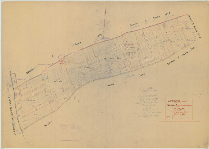 Herpont (51292). Section E1 échelle 1/2500, plan mis à jour pour 1940, plan non régulier (papier)