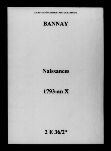 Bannay. Naissances 1793-an X