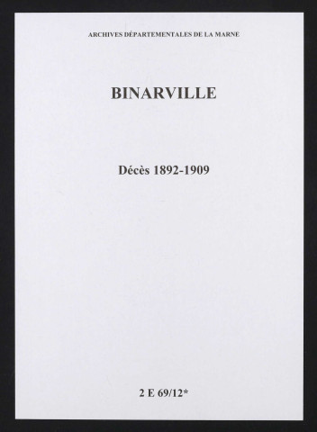 Binarville. Décès 1892-1909
