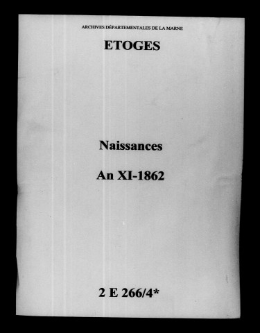 Étoges. Naissances an XI-1862