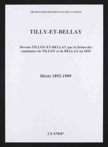 Tilloy-et-Bellay. Décès 1892-1909