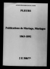 Pleurs. Publications de mariage, mariages 1863-1892