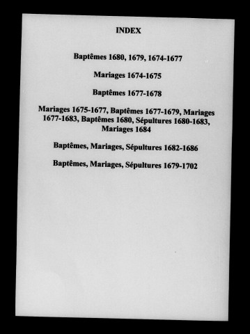Coole. Baptêmes, mariages, sépultures 1659-1702