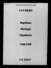 Cuchery. Baptêmes, mariages, sépultures 1760-1785