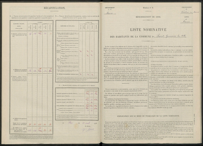 Saint-Germain-la-Ville. Dénombrement de la population 1946